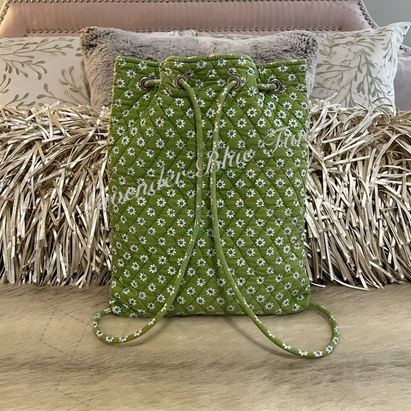 Vintage VERA BRADLEY Green Apple 2004 Drawstring 2 Pocket S Backpack Floral USA main image 10